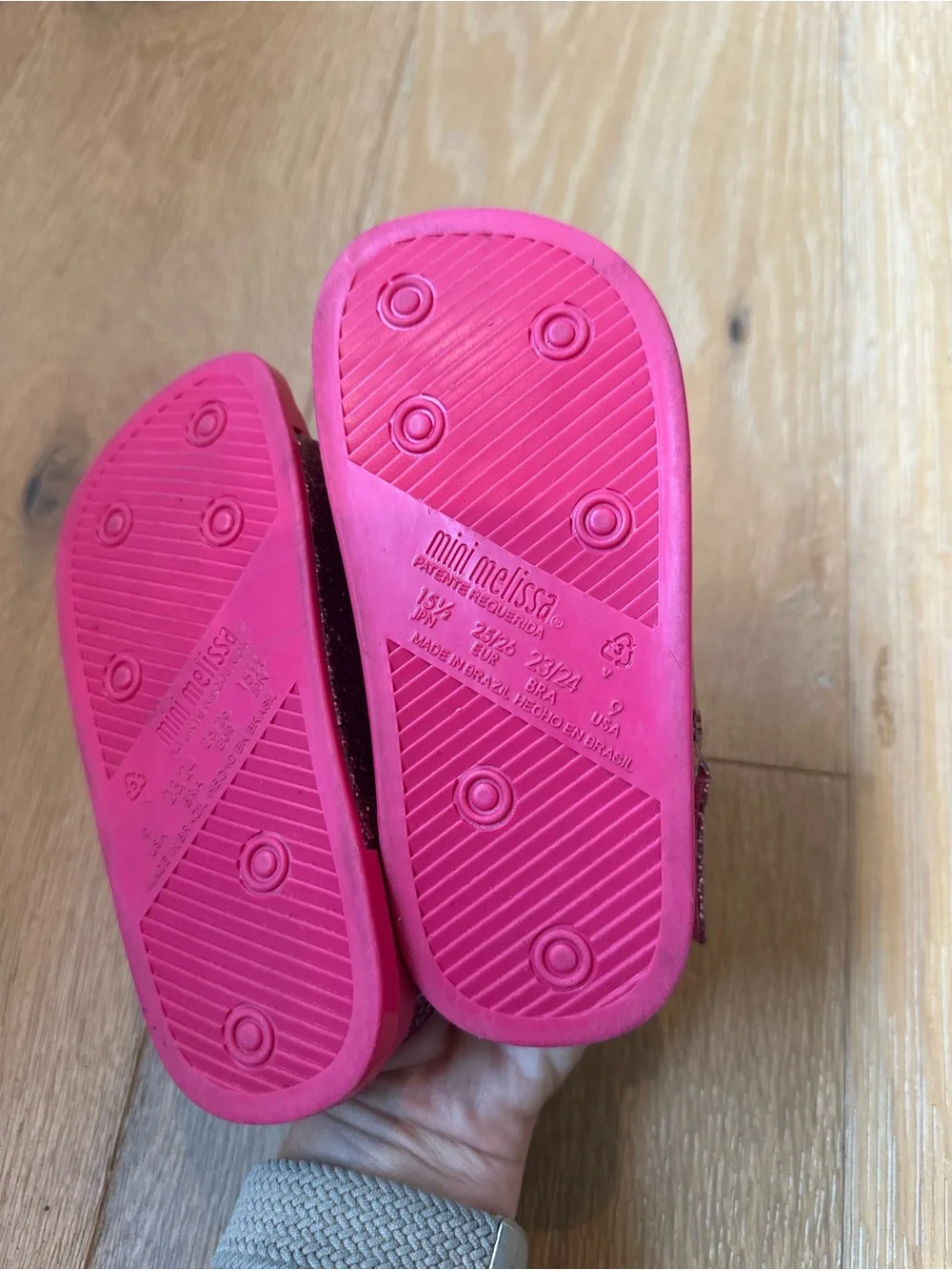 ✨ Mini Melissa Beach Slide Sandal | Kids | Pink Glitter | Jelly